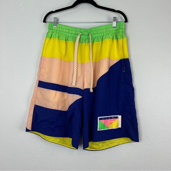 Nike | Flight Series Shorts Yellow Blue Pink Colorblock Bright Swim Trunks XL - Picture 3 of 11